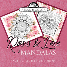 Load image into Gallery viewer, Relax and Color Roses and Lace Mandalas - Paperback