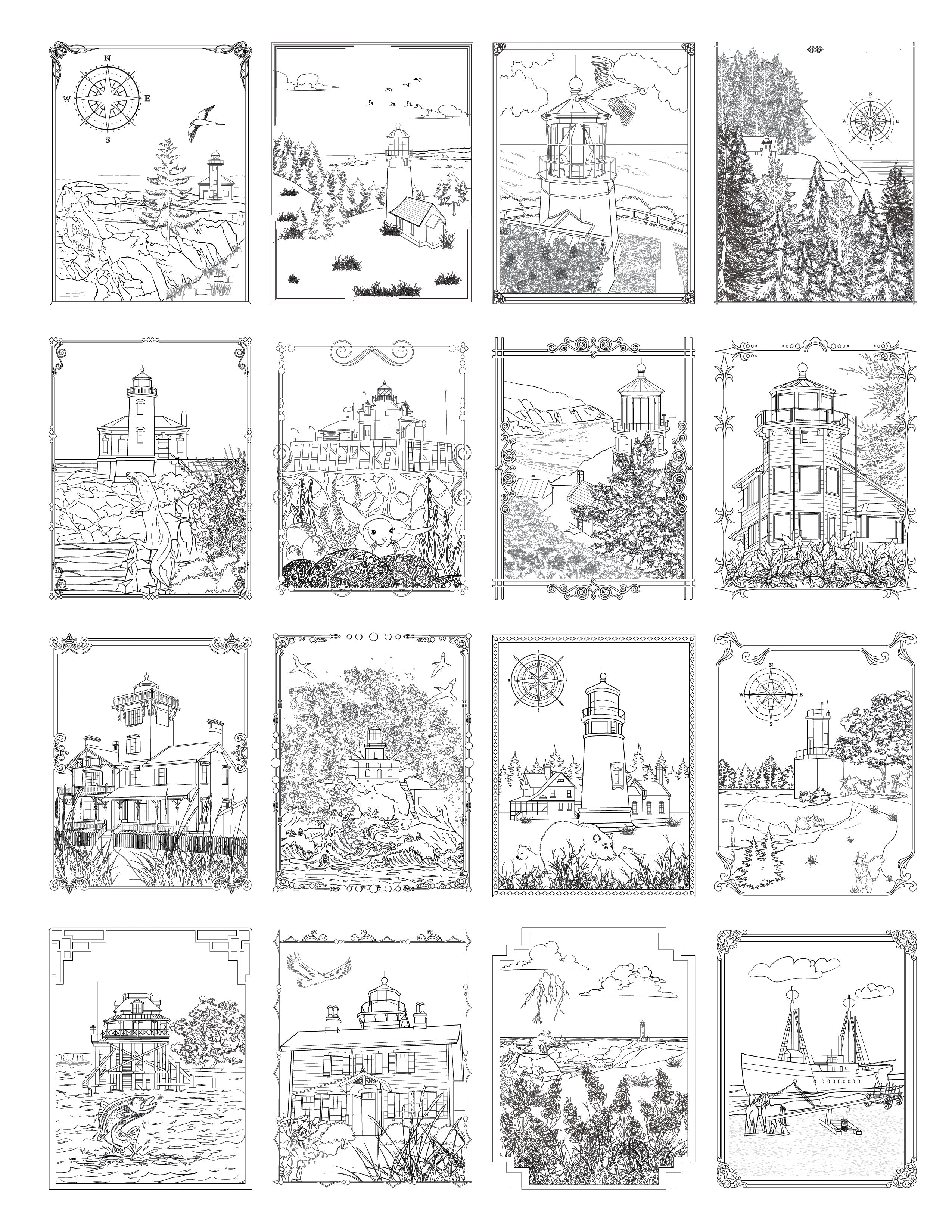 Relax and Color The Lighthouses of Oregon (Digital Print-from-Home Format)