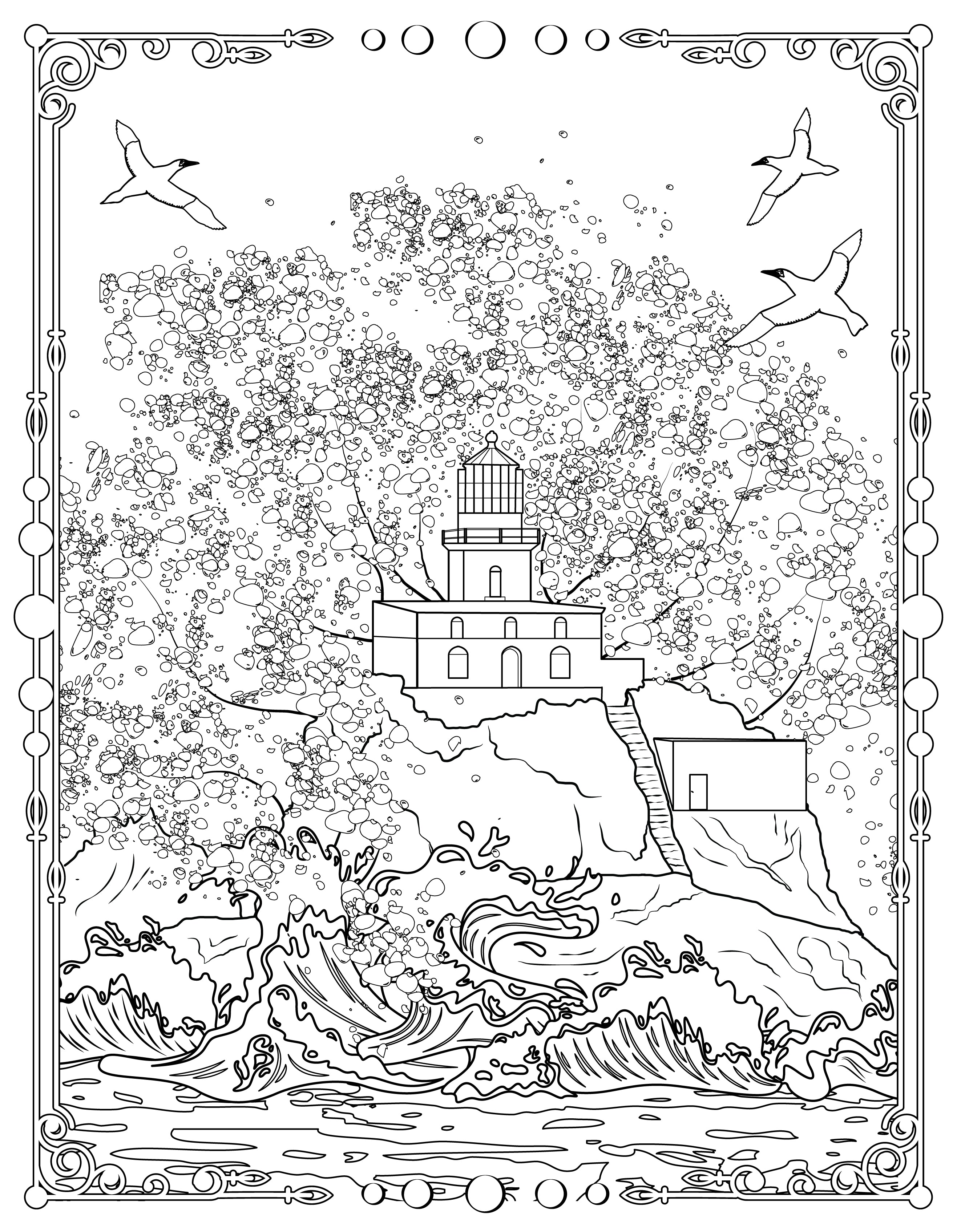 Single Coloring Book Page - Tillamook Rock Lighthouse, Oregon - Digital Print-from-Home