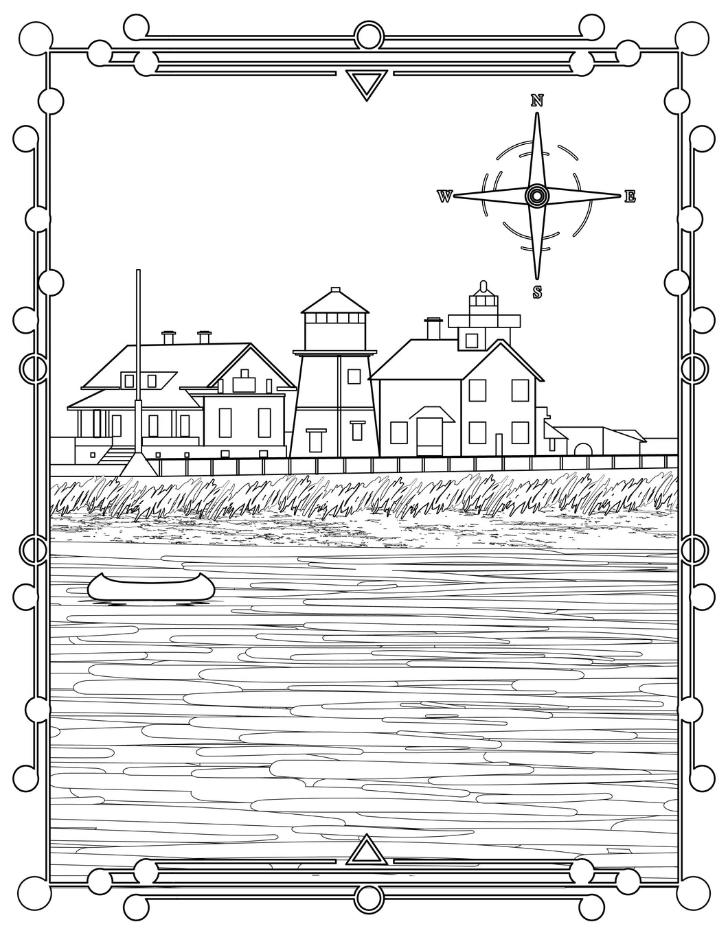 Single Coloring Book Page - Ediz Hook Lighthouse, Washington - Digital Print-from-Home