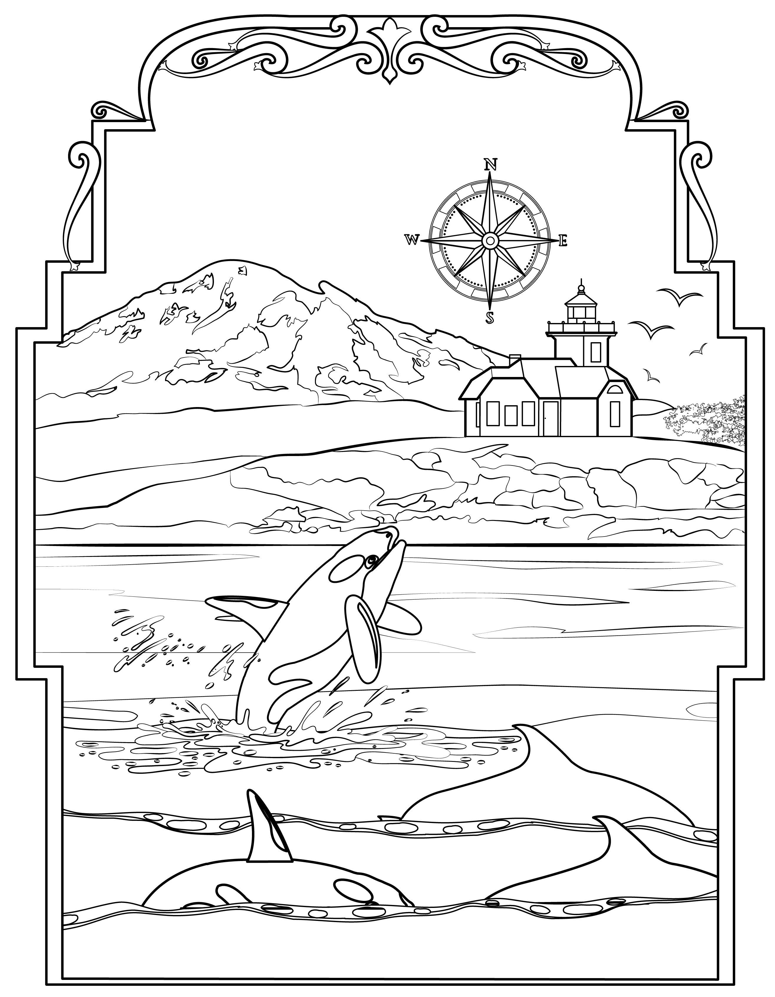 Single Coloring Book Page - Patos Island Lighthouse, Washington - Digital Print-from-Home