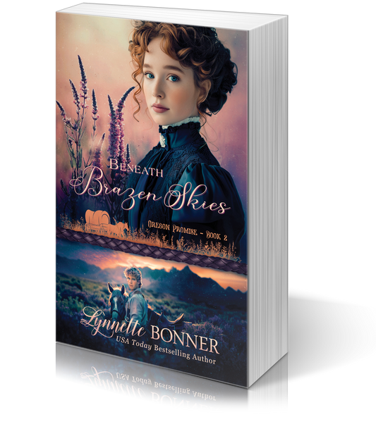 Paperback of Beneath Brazen Skies, a Christian historical Western Romance