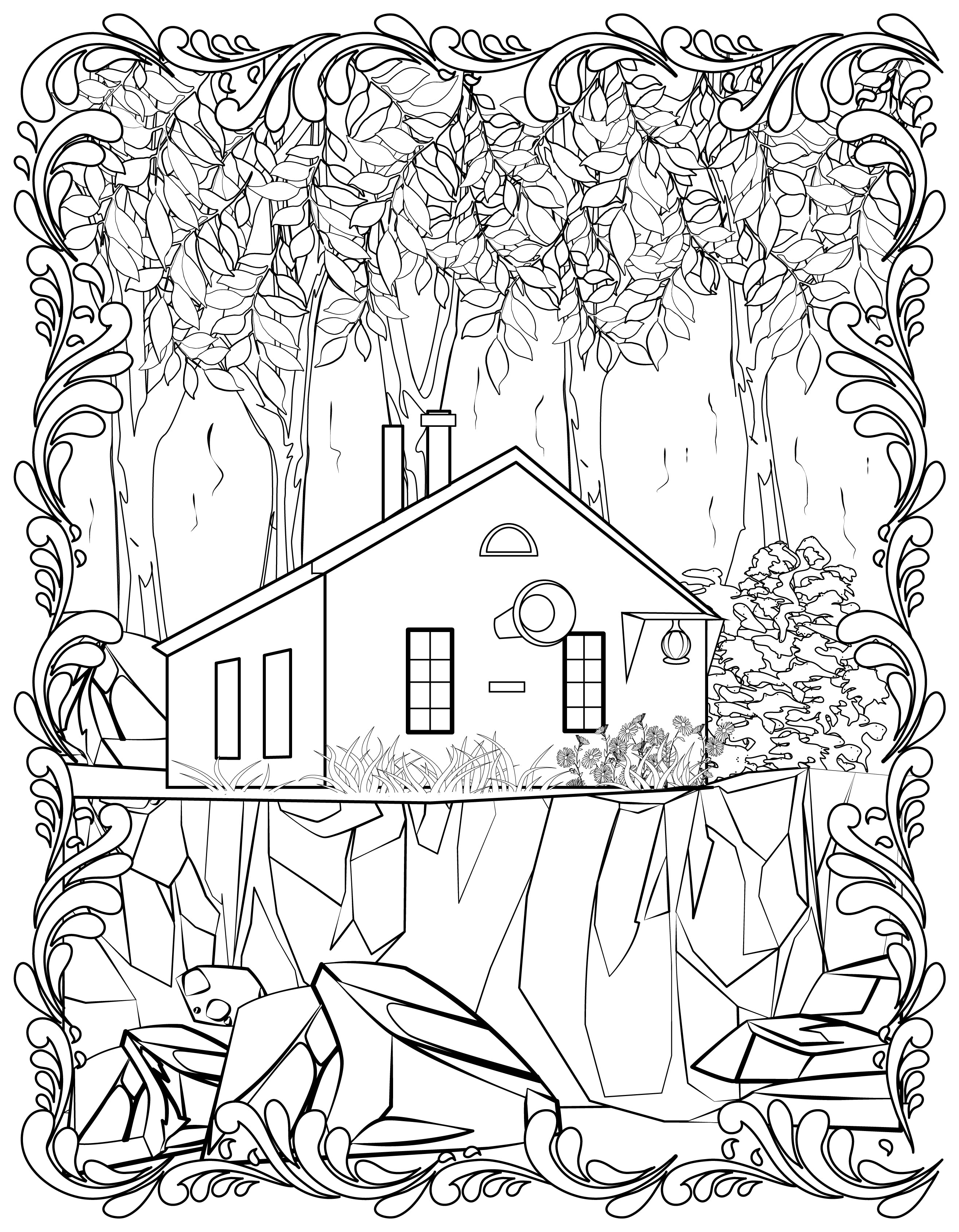 Single Coloring Book Page - Slip Point Lighthouse, Washington - Digital Print-from-Home
