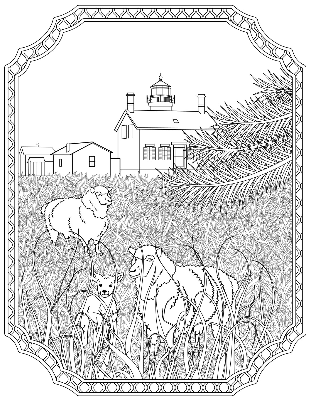 Single Coloring Book Page - Smith Island Lighthouse, Washington - Digital Print-from-Home