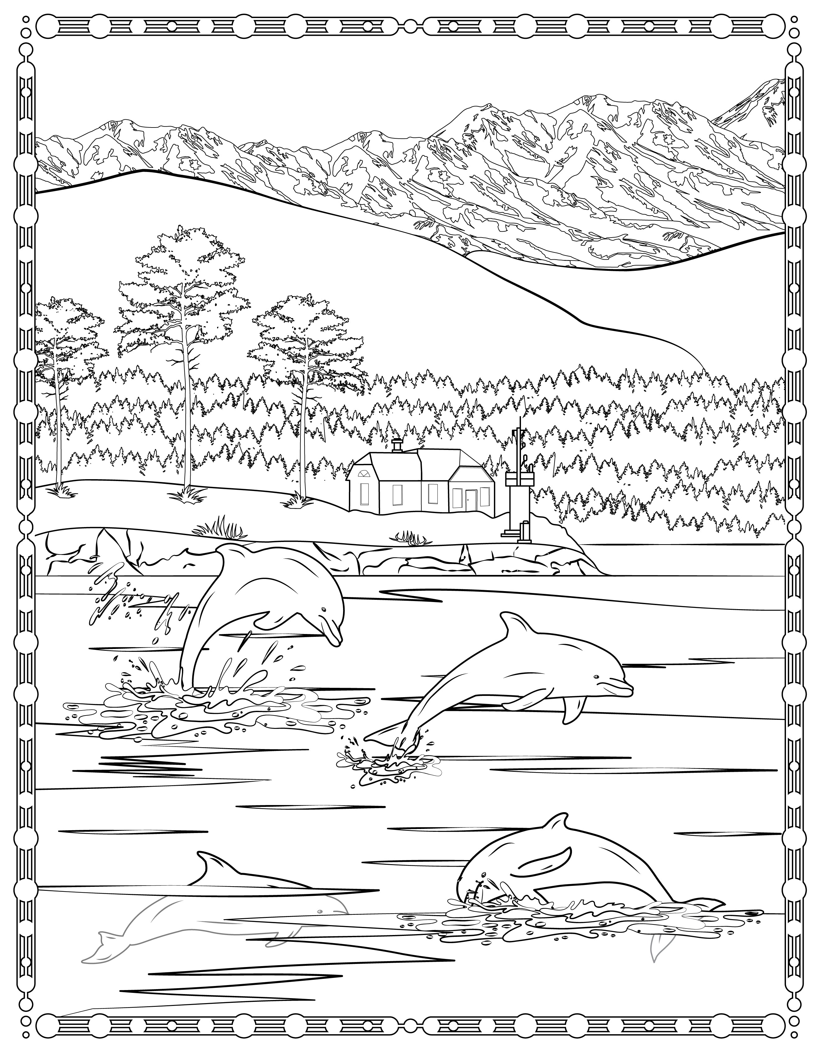 Single Coloring Book Page - Turn Point Lighthouse, Washington - Digital Print-from-Home
