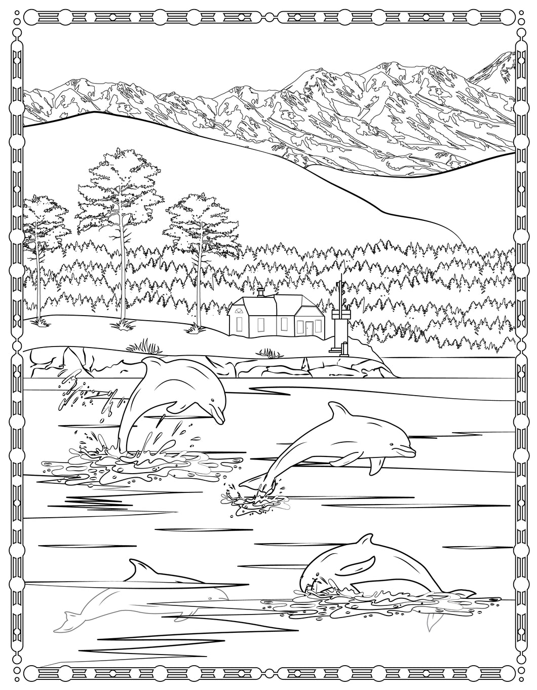 Single Coloring Book Page - Turn Point Lighthouse, Washington - Digital Print-from-Home