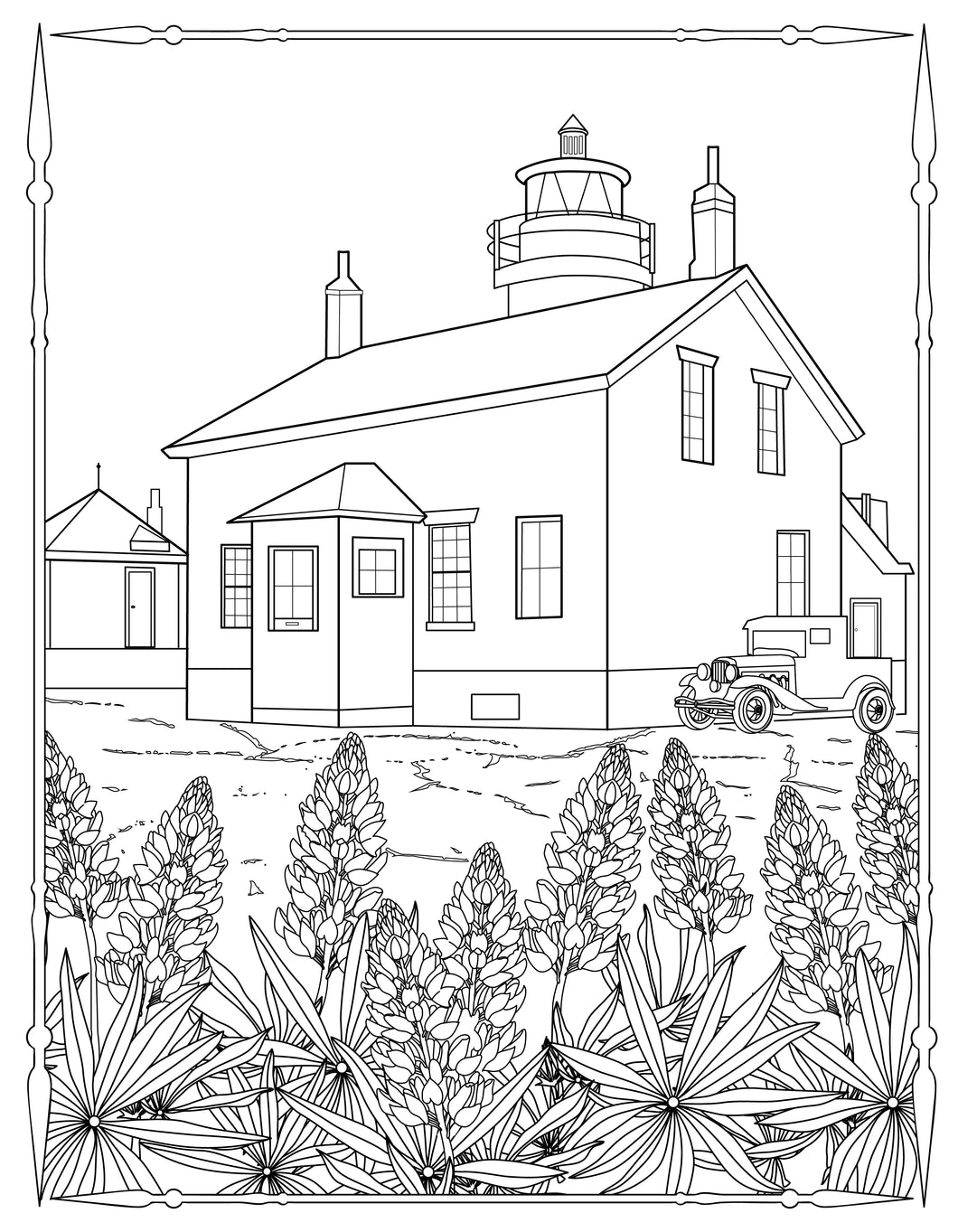 Single Coloring Book Page - Willapa Bay Lighthouse, Washington - Digital Print-from-Home