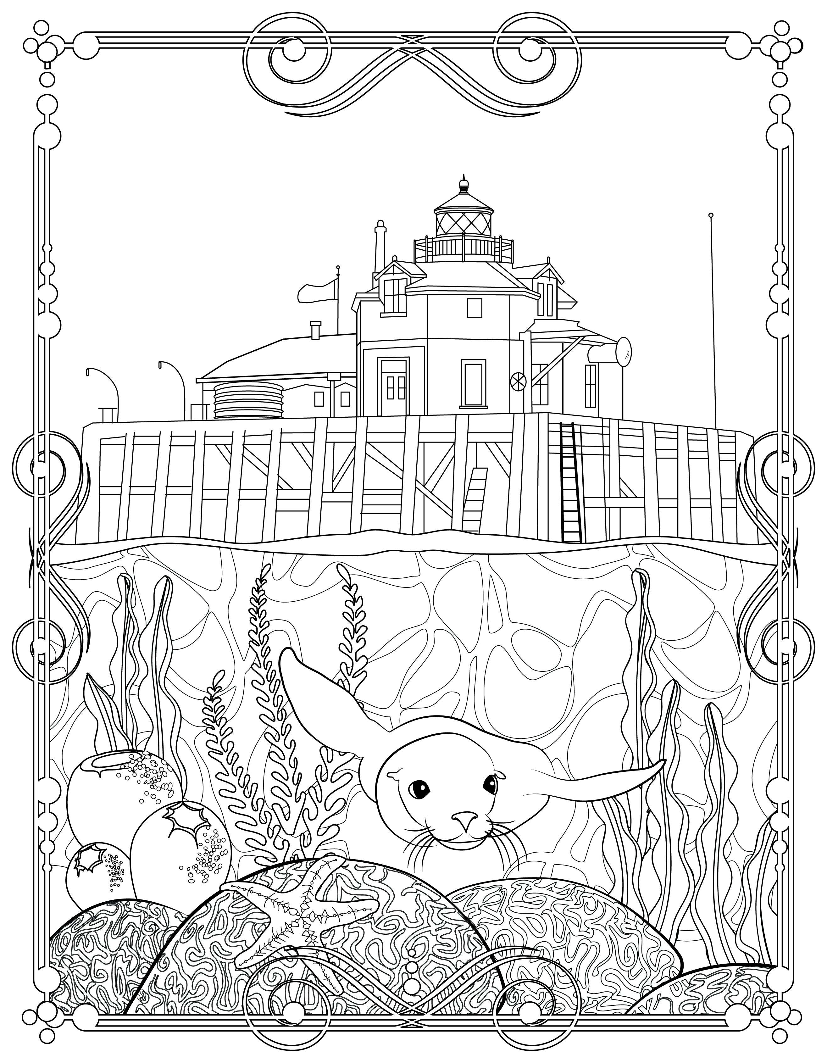 Single Coloring Book Page - Desdemona Sands Lighthouse, Oregon - Digital Print-from-Home