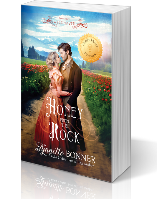 Large Print Cover of Honey From the Rock, a Christian historical Western Romance