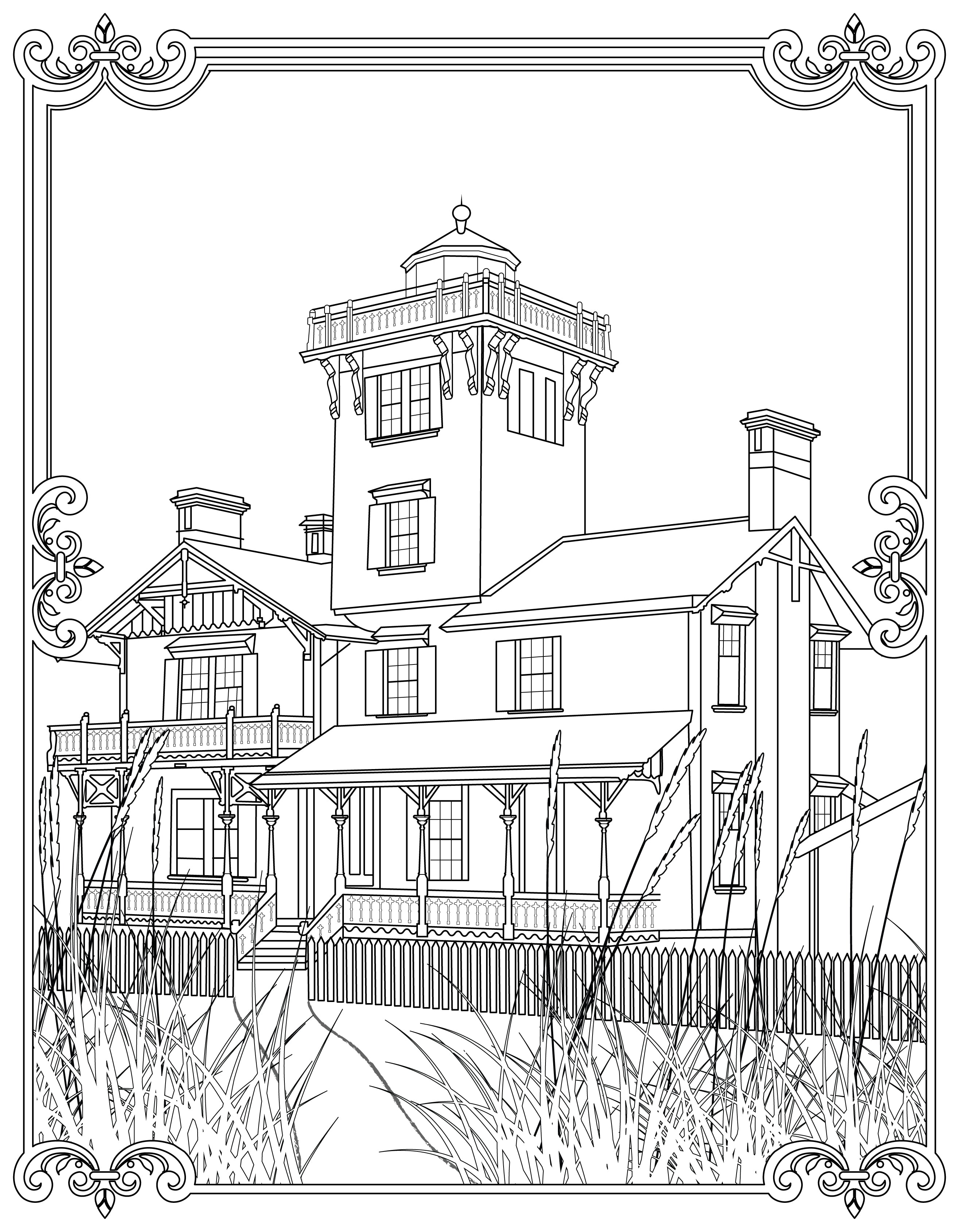 Single Coloring Book Page - Point Adams Lighthouse, Oregon - Digital Print-from-Home