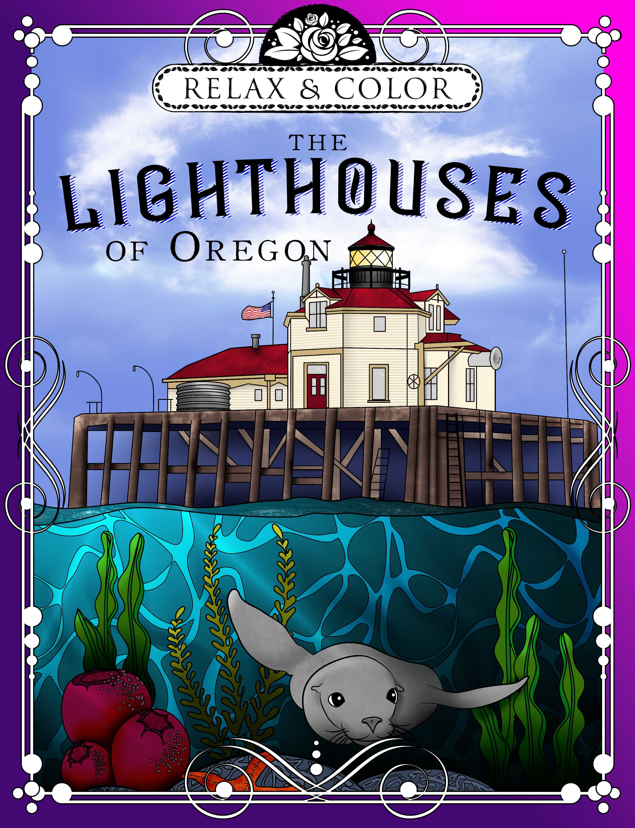 Relax and Color The Lighthouses of Washington, Oregon, and Maine, North - Paperback Bundle