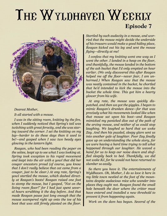 Digital Wyldhaven Weekly Newsletter, a historical Western Christian Fiction Series